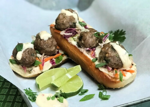 Open-face Asian Meatball Subs are the perfect summer meal.