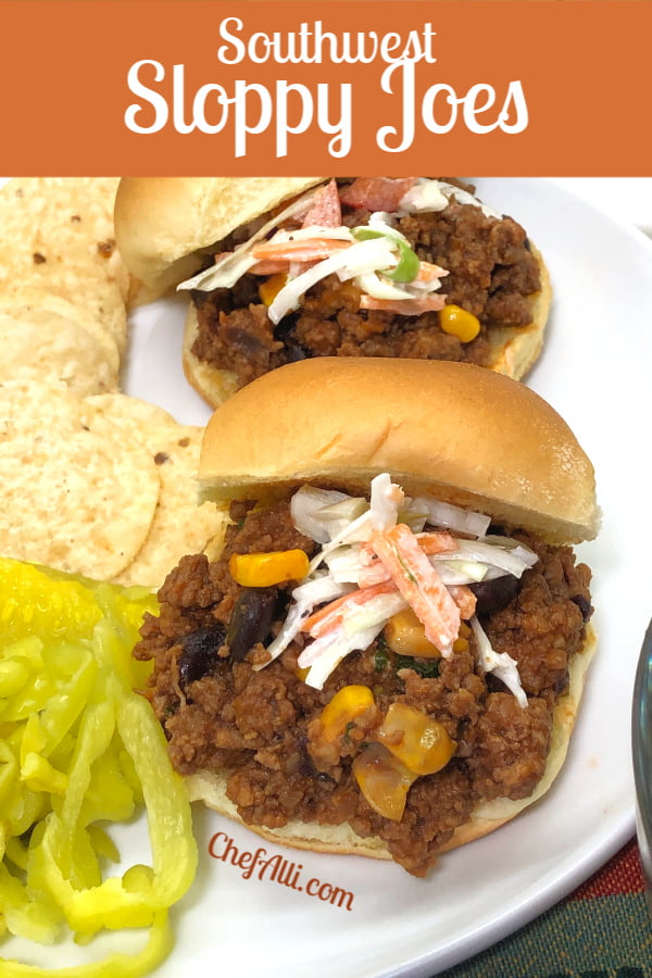 Two sloppy joes on a plate. 