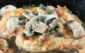 Favorite chicken marsala in a cast iron skillet