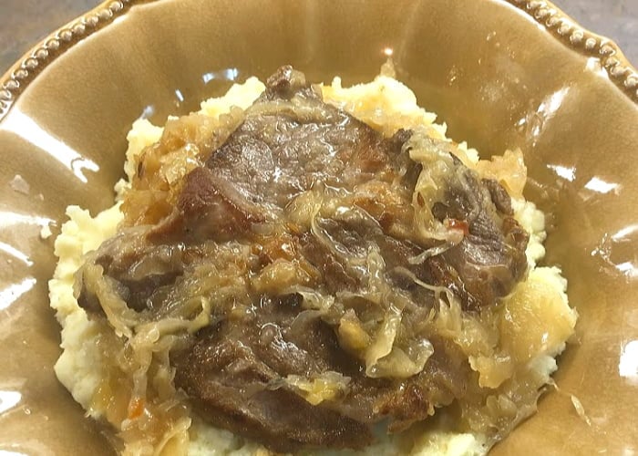 Pork Steak and Sauerkraut Skillet Meal