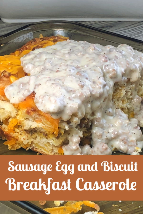 Breakfast Casserole with Gravy on top. 