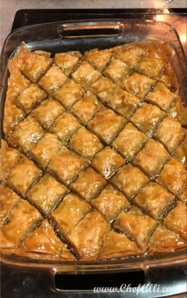 Apricot and Pistachio Baklava with OrangeCardamom Syrup Chef Alli