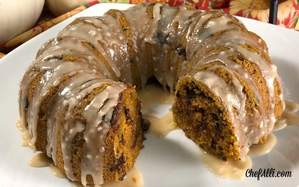 Pressure Cooker (Instant Pot) Pumpkin Chocolate Chip Bundt Cake