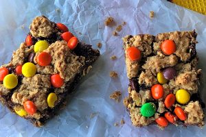 I love a good bar cookie recipe - they save so much time! Peanut Butter Polka Dot Bars bring together creamy peanut butter, dark brown sugar, and oats to make a rich base, topped with a layer of chocolate and sprinkled with Reese's Pieces.