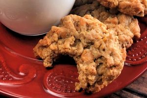 Here's your new favorite sweet and salty oatmeal cookie:  Butterscotch Cowboy Cookies. My family constantly begs for these cookies, and we adore every bite! These nuggets of caramel and butterscotch flavors can be soft and chewy or buttery and crisp, depending on how you bake them. Either way, they are at their best when served with an ice cold glass of milk.  #OatmealCookies #Butterscotch #BakeSale 