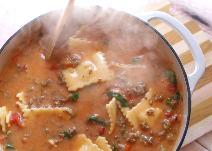 Make a steaming pot of Ravioli Soup...total yum.