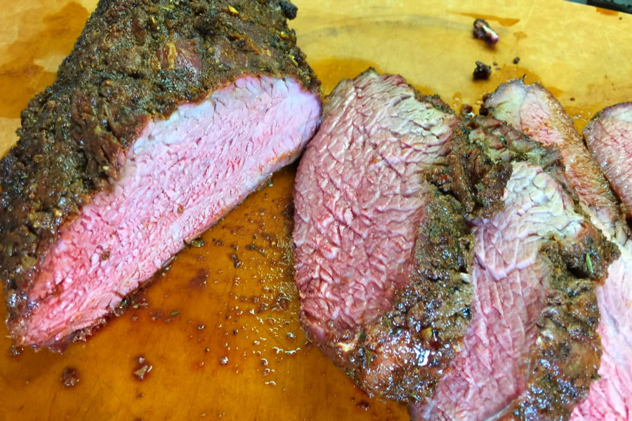 Tri Tip roast slices up into tender slabs of steak. 