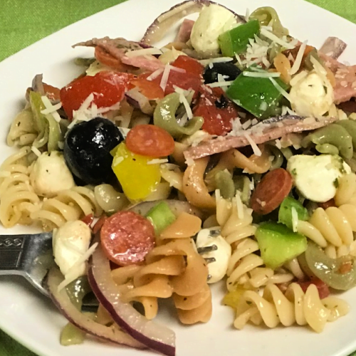 A plate of Zesty Italian Pasta Salad is always refreshing.