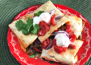 Slabs of Beefy Sheet Pan Quesadillas make a wonderful appetizer or snack.