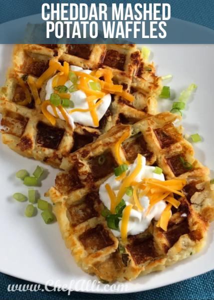Leftover Cheddar Mashed Potato Waffles are a comforting side or snack for any occasion.