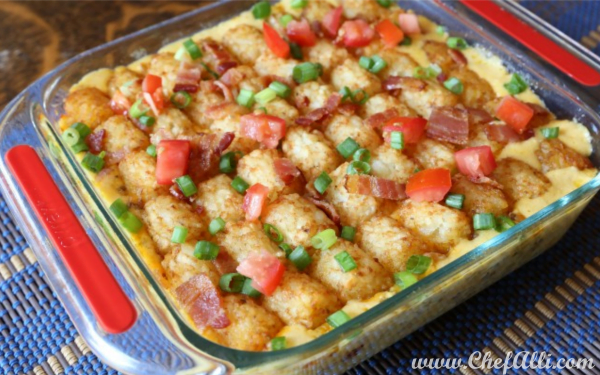 Perfect Tater Tot Casserole gets an upgrade with bacon, cheese, and more cheese!