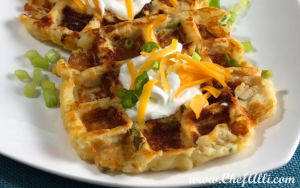 Leftover Cheddar Mashed Potato Waffles are a comforting side or snack for any occasion.