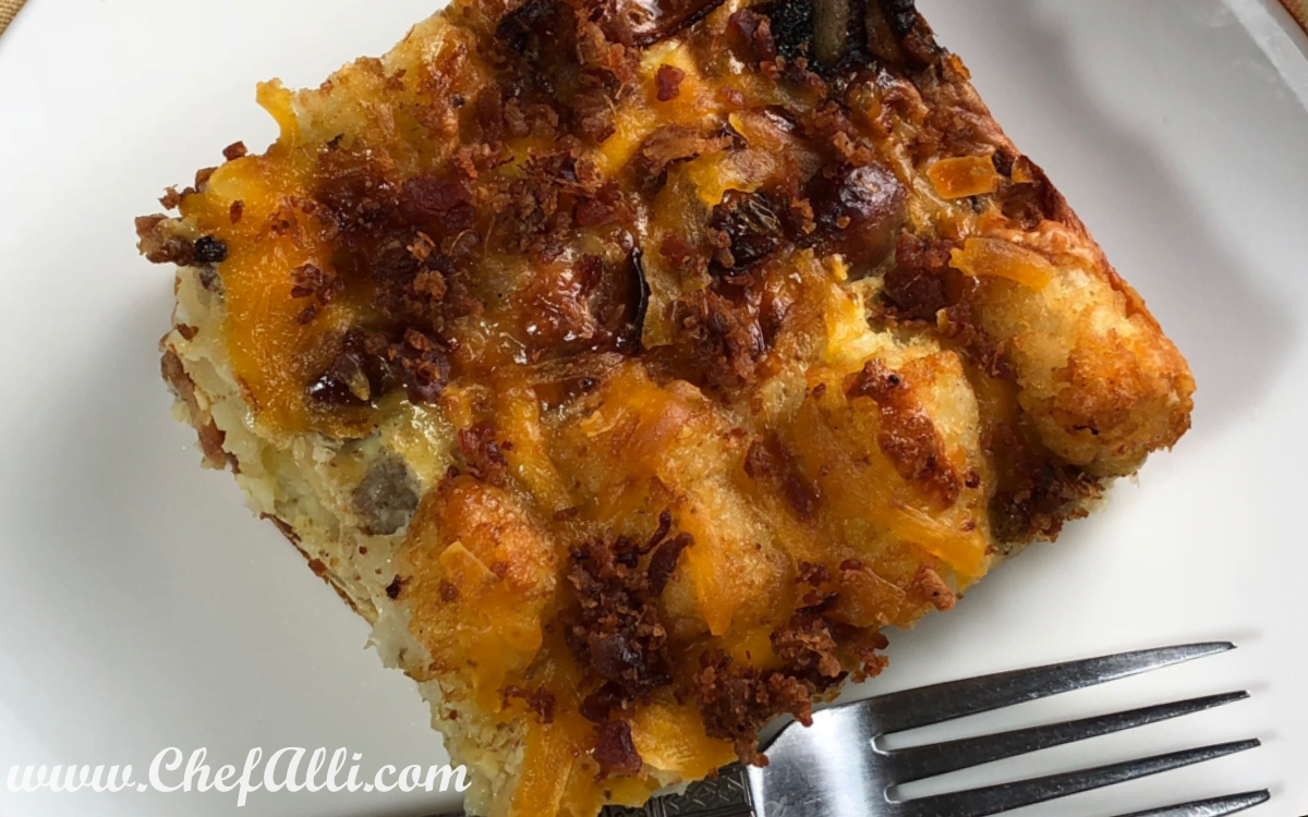 Spice up your morning with this Chipotle Ranch Tater Tot Breakfast Casserole