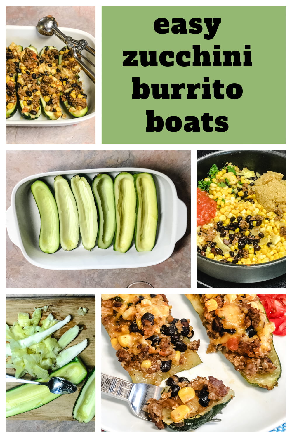 The steps for making mexican zucchini boats.