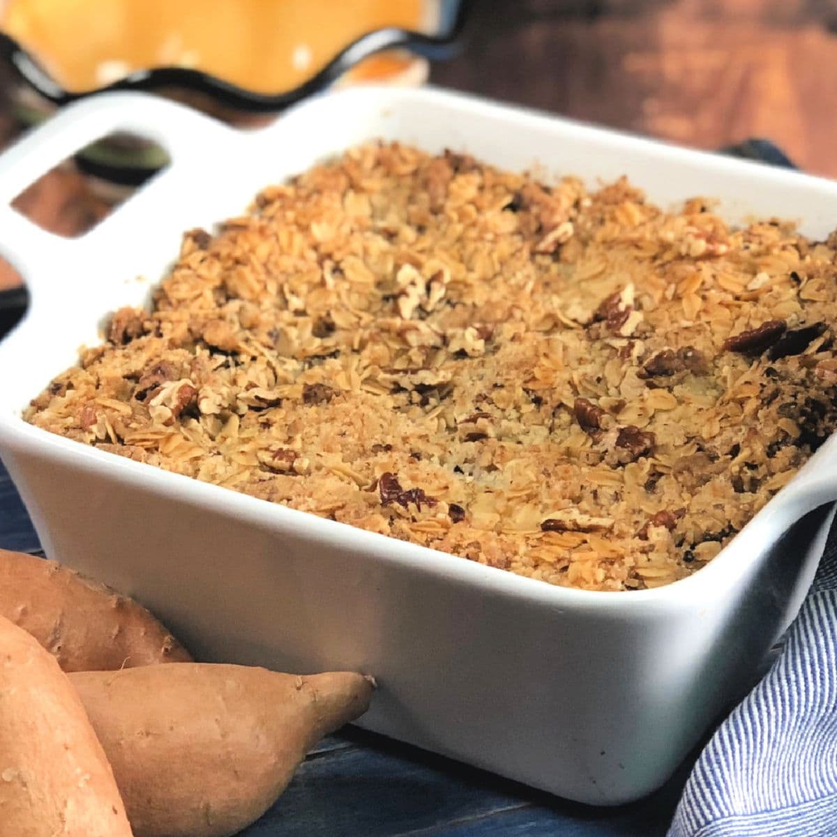 Thanksgiving side dish sweet potato crumble.