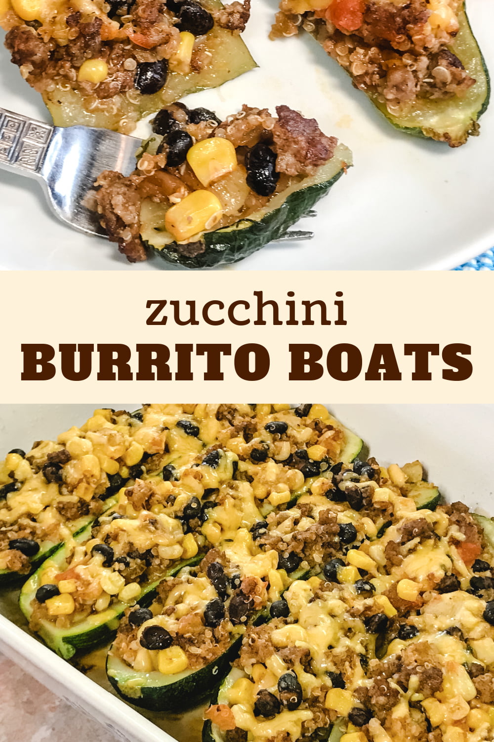 Zucchini boats with black bean filling.