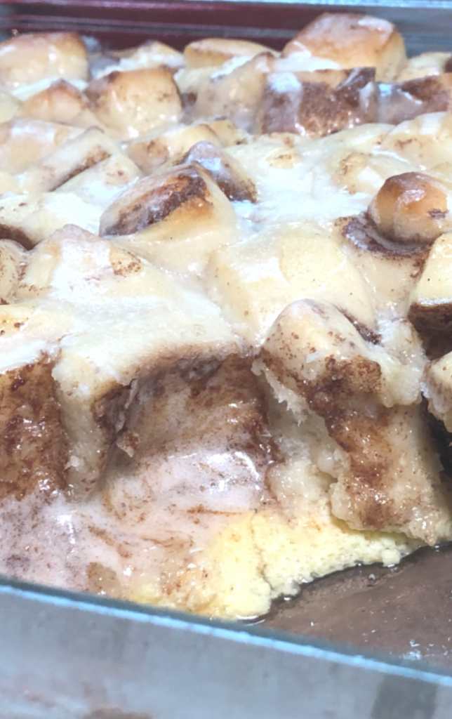 Cinnamon Roll French Toast. Never was there a more perfect breakfast bake title. This ooey, gooey Glazed Cinnamon Roll French Toast is TO DIE FOR! And guess what? You can make it in the oven, in your slow cooker, OR in your Instant Pot. It's a breakfast miracle! #breakfast #cinnamonroll #frenchtoastbake 