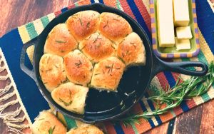 Easy Homemade Rolls – made right in your favorite cast iron skillet. I dare you to make these just once! You will never use any other recipe…they are that easy and delicious.  Scouts honor.