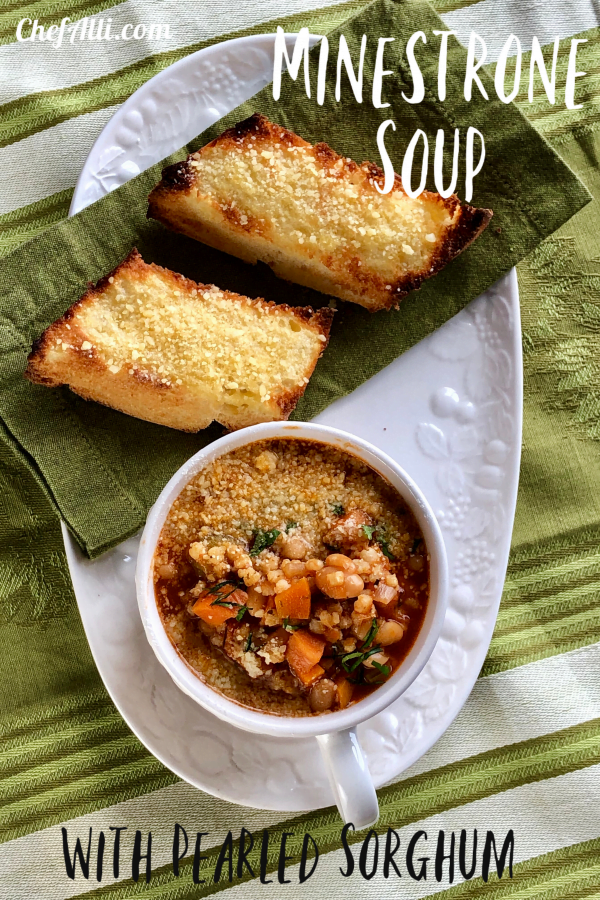 Need a nourishing Instant Pot soup recipe?  This is it! Made with all kinds of vegetables, plus a healthy grain, pearled sorghum, this soup is soul-satisfying and hearty.