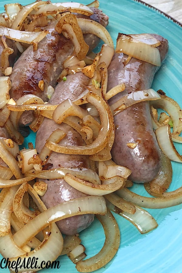 My family really enjoyed this traditional St. Patrick's Day dish of cooked sausages (bangers) and mashed potatoes (mash) served with onion gravy and made in minutes right in our Instant Pot. 