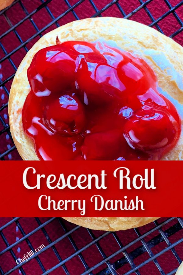 A danish topped with cherry filling.