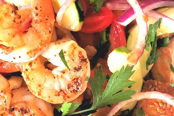 Mexican Panzanella with Steak and Shrimp