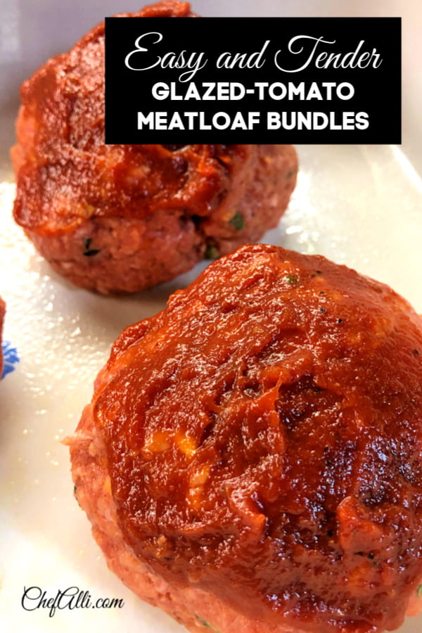 What screams comfort food louder than a good, classic meatloaf? With a tangy glaze, these moist and tender Tomato-Glazed Meatloaf Bundles are sure to become a family favorite! Serve them on a bed of whipped mashed potatoes. #groundbeef #meatloaf #bundles #easy #family