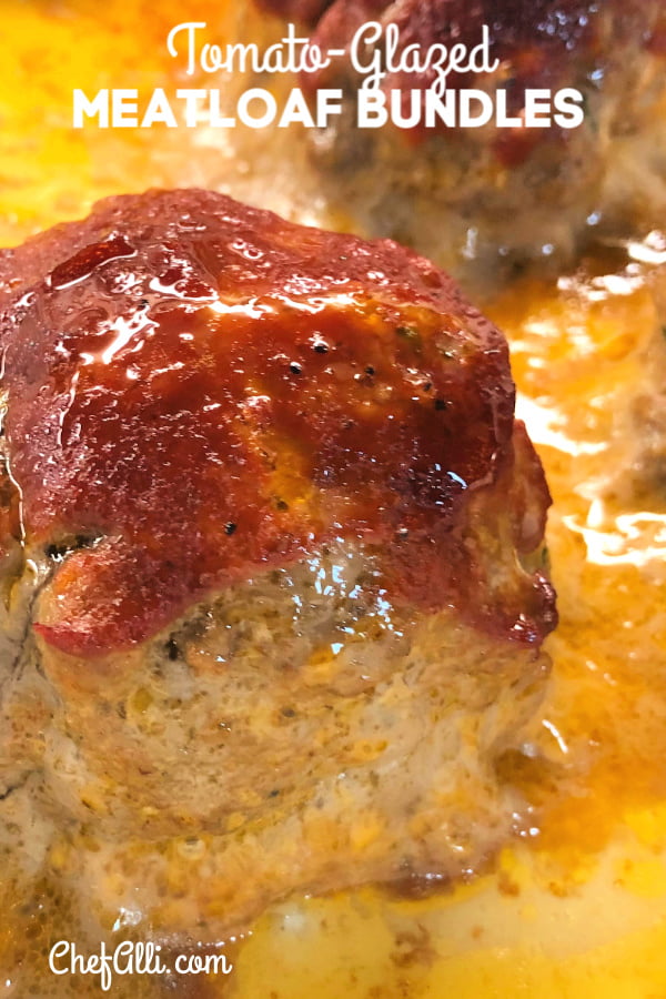 What screams comfort food louder than a good, classic meatloaf? With a tangy glaze, these moist and tender Tomato-Glazed Meatloaf Bundles are sure to become a family favorite! Serve them on a bed of whipped mashed potatoes. #groundbeef #meatloaf #bundles #easy #family
