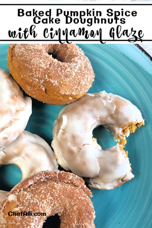 Baked PumpkinSpice Cake Doughnuts with Cinnamon Glaze