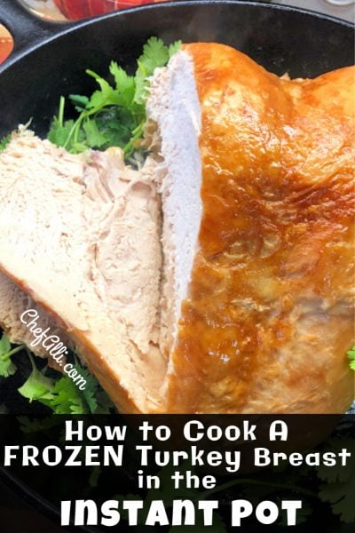 A frozen turkey breast can be cooked from frozen in the Instant Pot saving time and energy.  