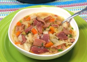 Bowl of Ham and Cabbage Soup.