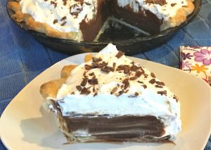 A piece of chocolate cream pie is a dreamy dessert.