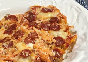 Low-carb and satisfying - Zucchini Pizza Casserole.