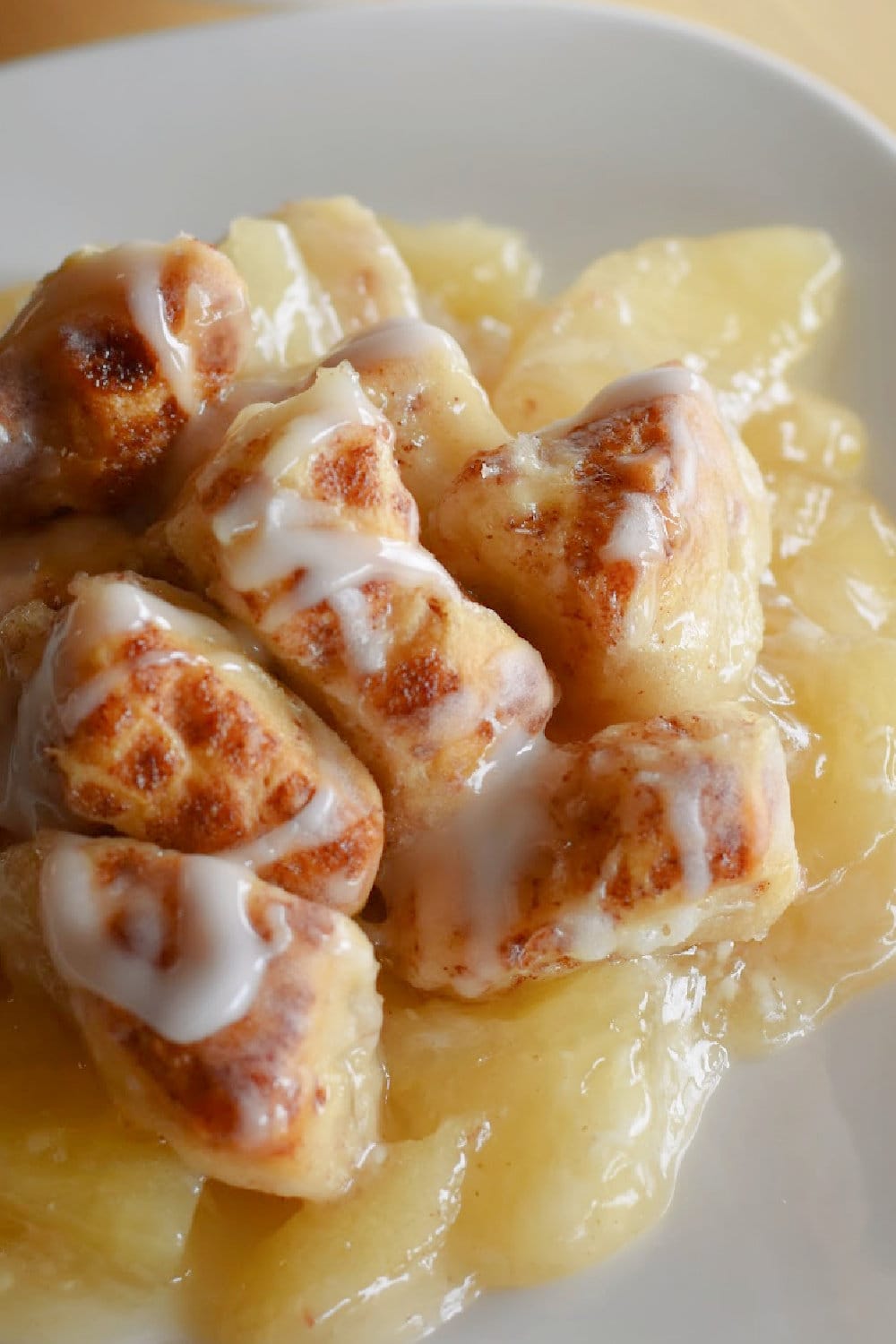 A large serving of Cinnamon Roll Apple Bake. 