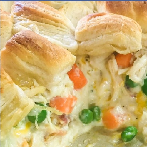 Bubble Up Chicken Pot pie ready to be served.