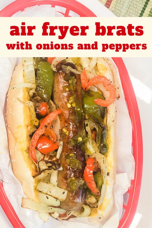 Air Fryer Brats with Peppers and Onions