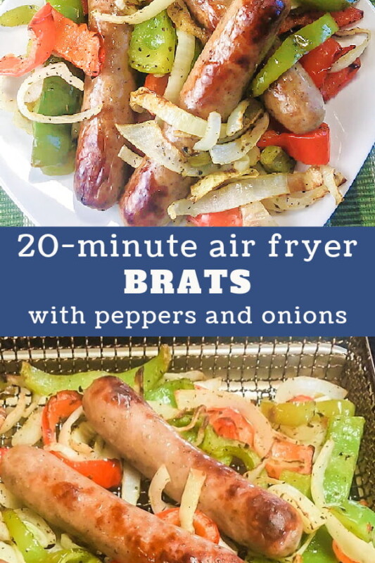Air Fryer Brats with Peppers and Onions