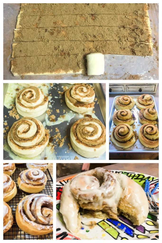 Step-by-step photos for making cinnamon rolls. 
