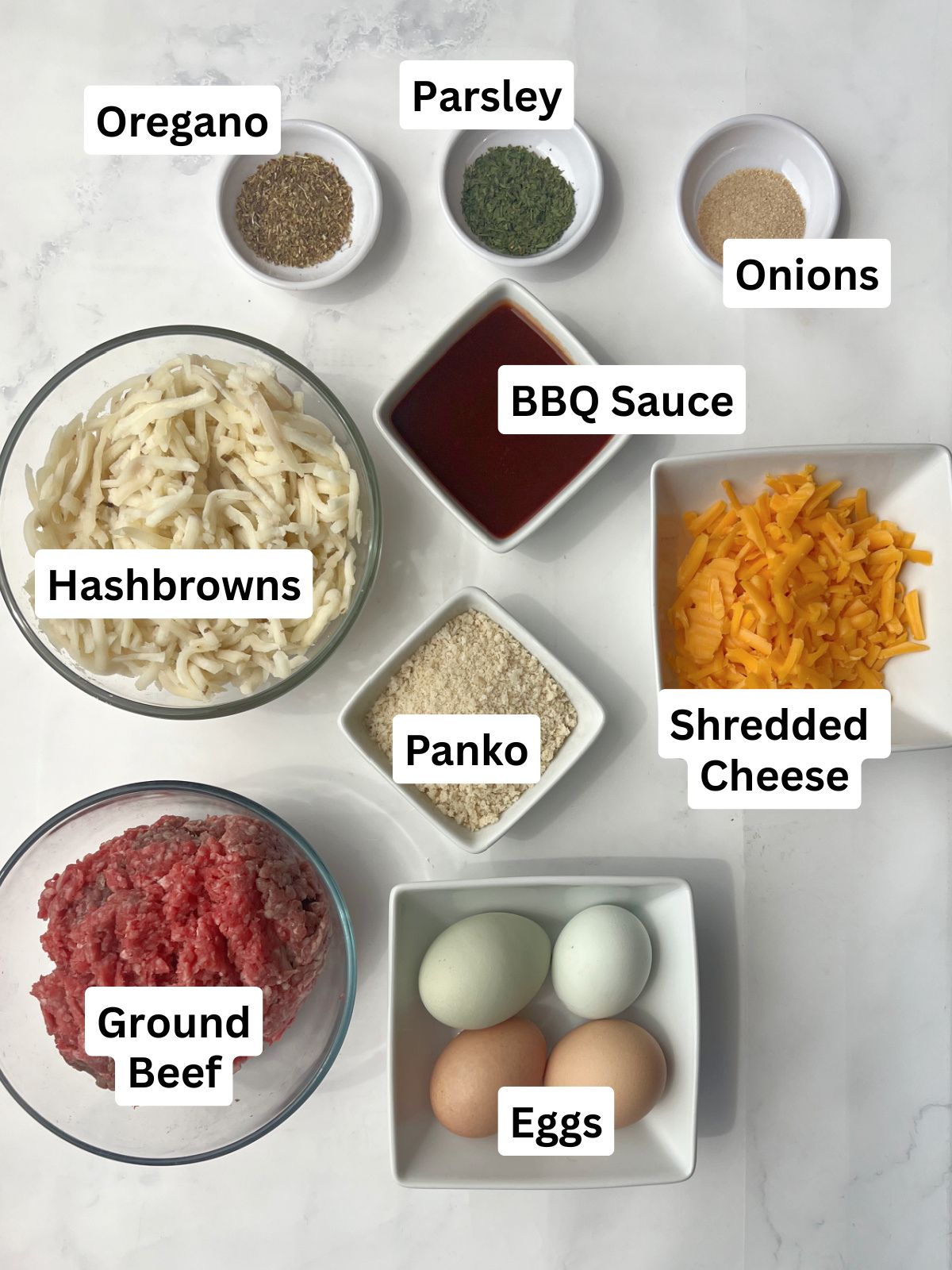 meatloaf-pie-ingredients Meatloaf Pie with Cheesy Hashbrowns ingredients.