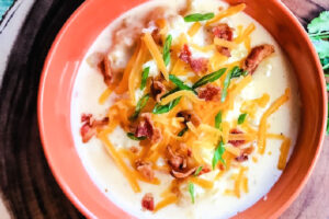 Creamy Baked Potato Soup made in the Instant Pot.