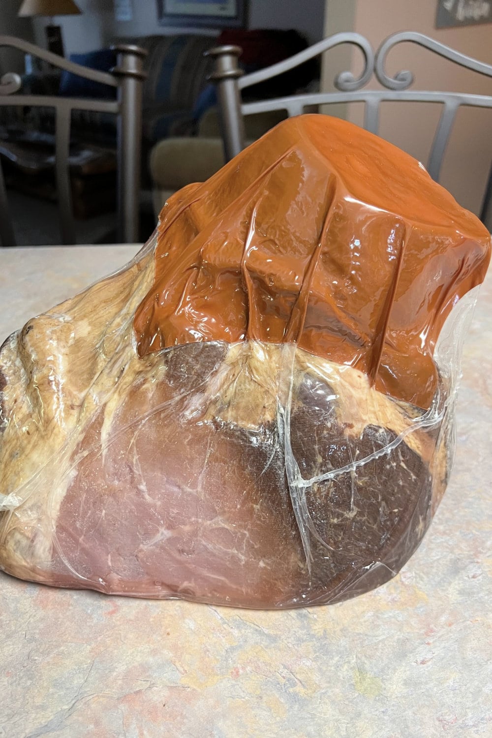 Side view of a half ham.