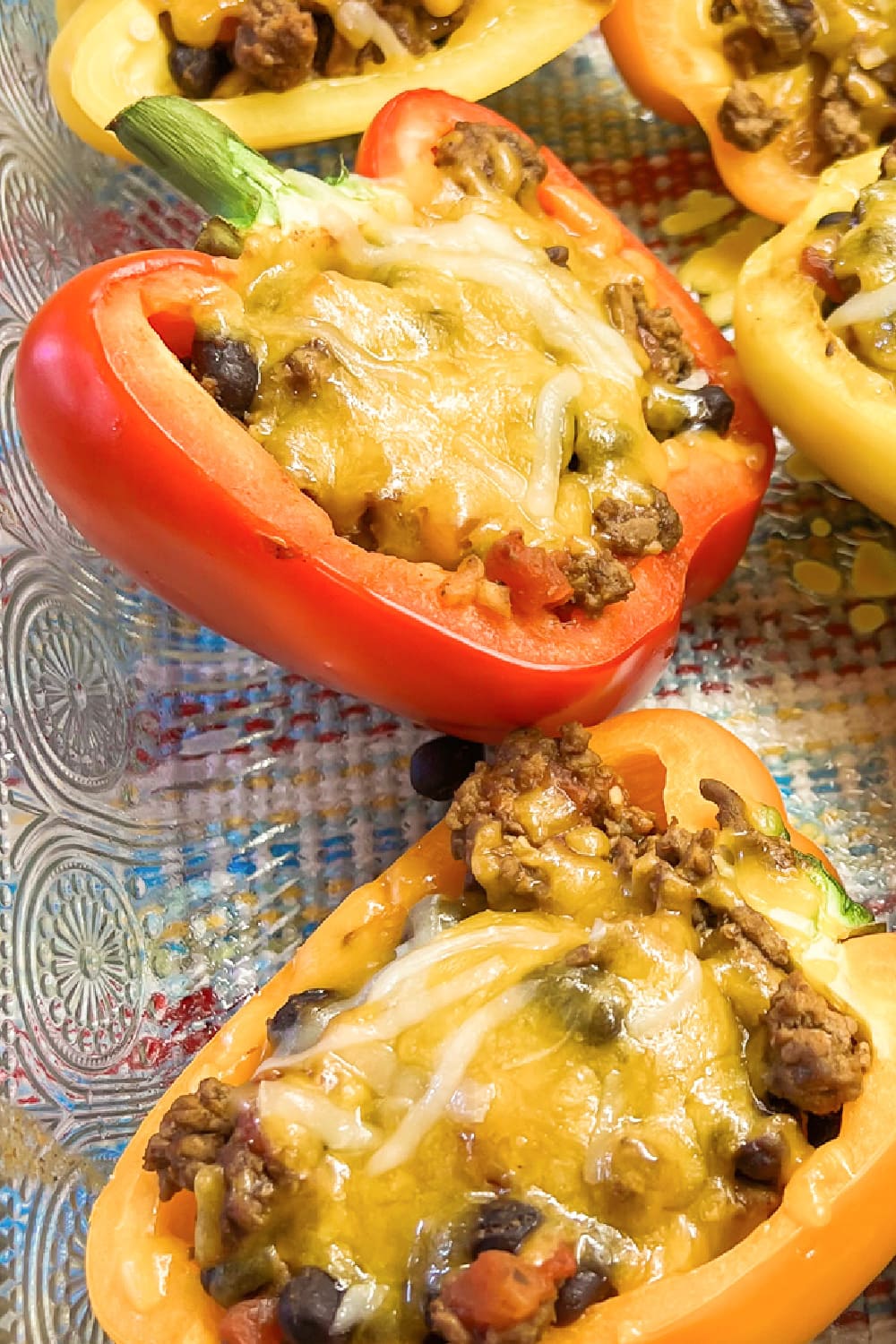 Beautiful Taco Meat Loaded Bell Peppers ready to eat. 