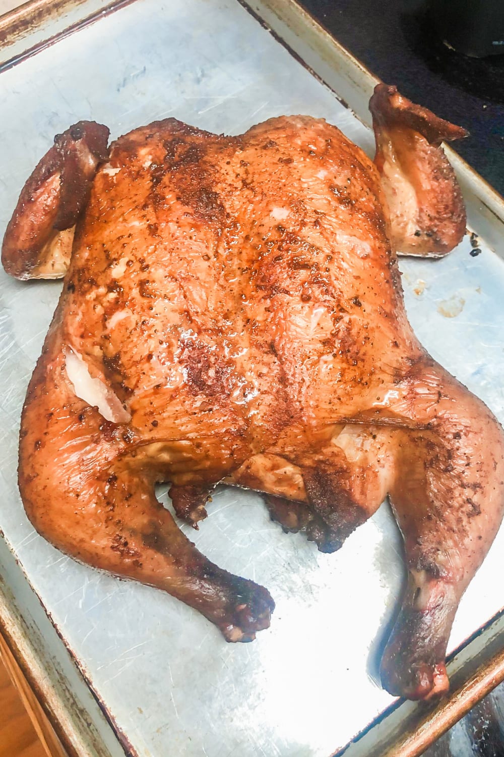 Smoked chicken, hot off the grill. 