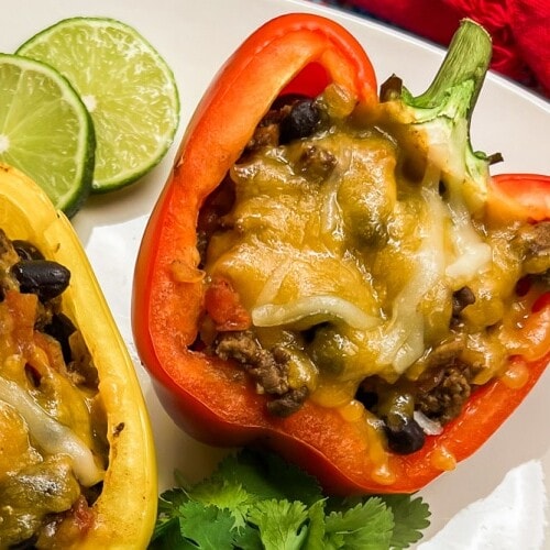 Stuffed and Baked Taco Meat Bell Peppers.