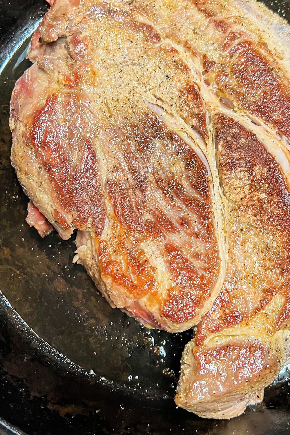 A seared chuck roast ready for the smoker. 