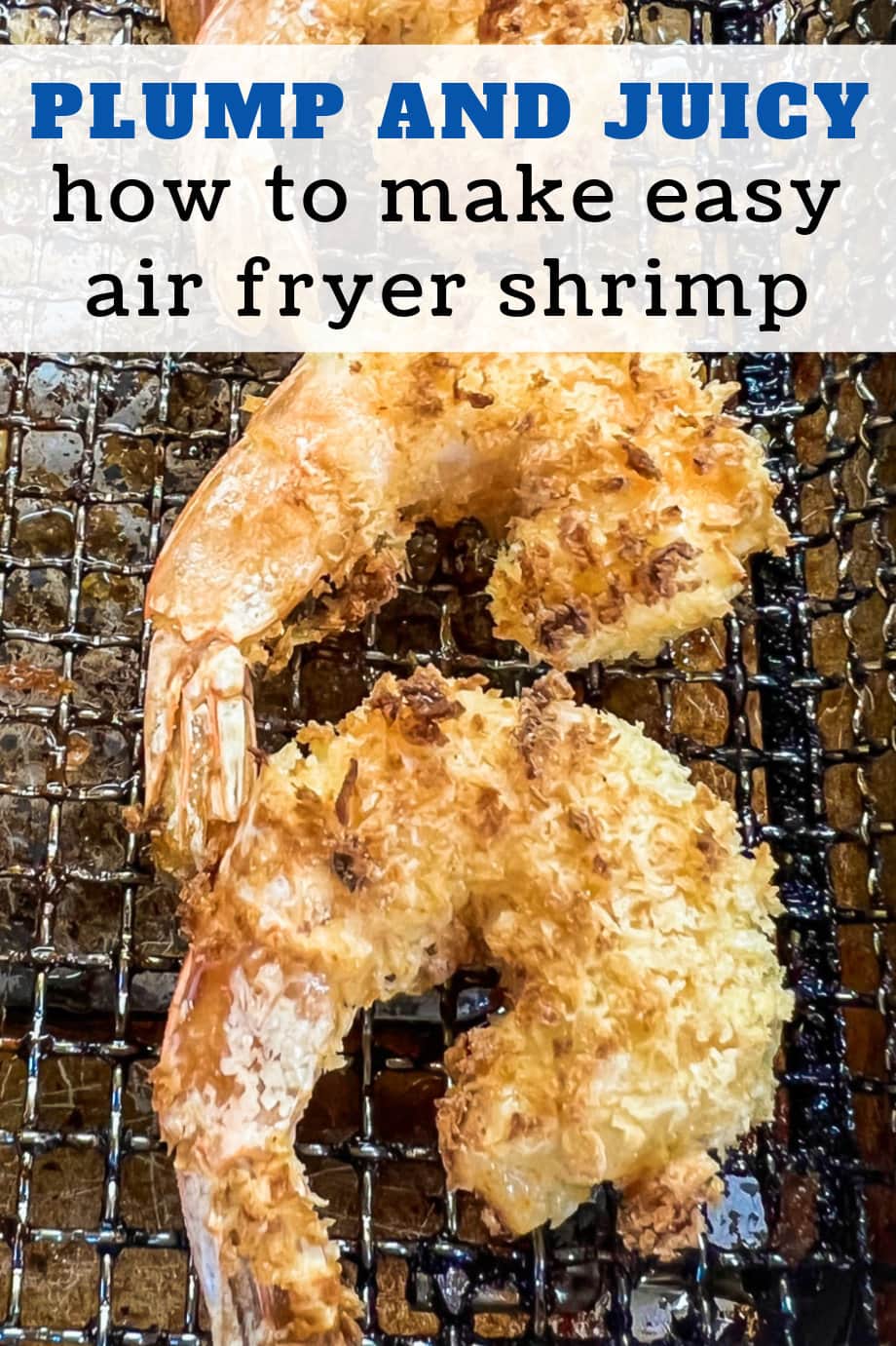 Plump and juicy cooked air fryer shrimp on a rack. 