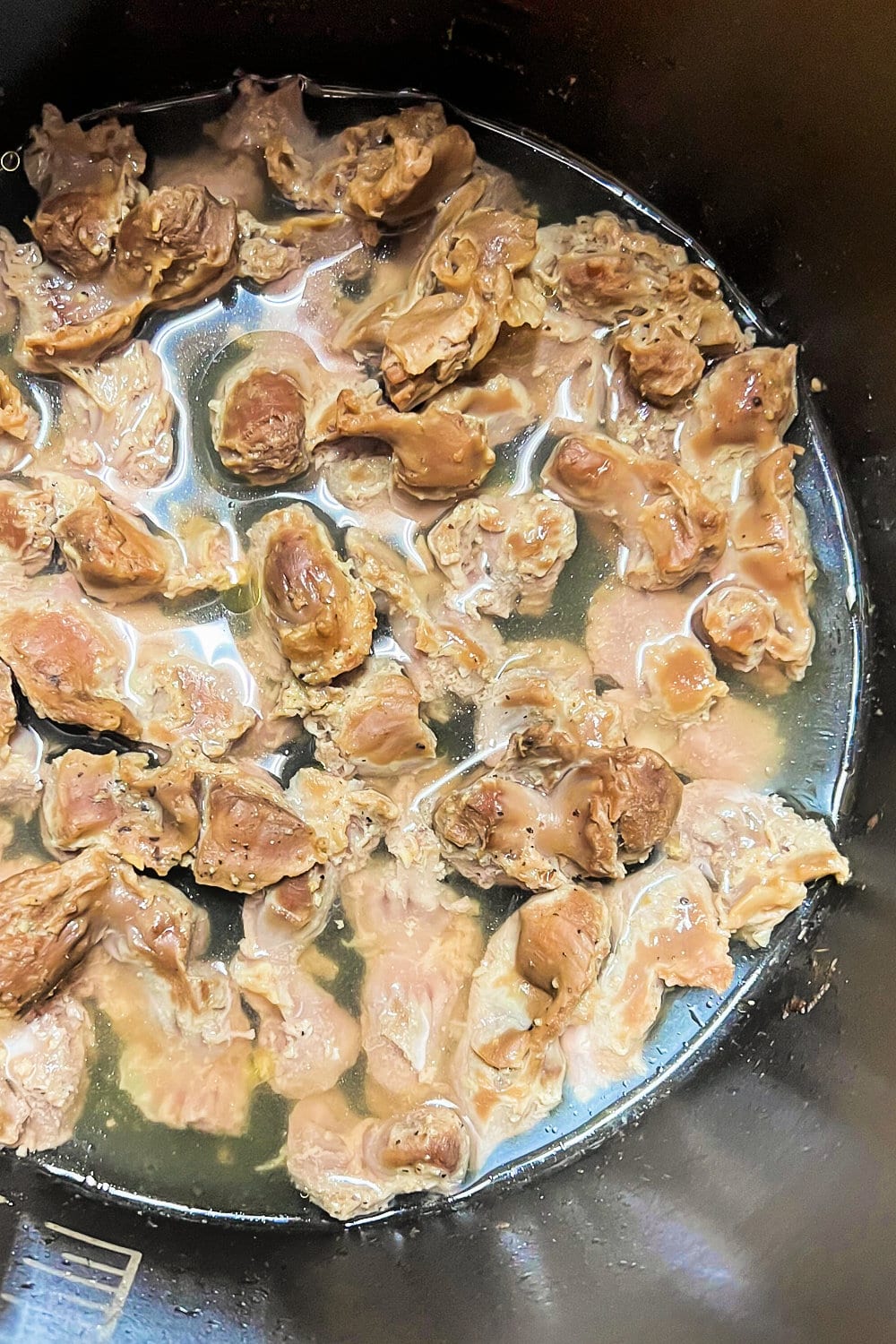 Fully cooked gizzards in the Instant Pot. 