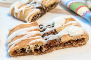 Sliced Kringle Crescent Roll Dessert ready to eat.
