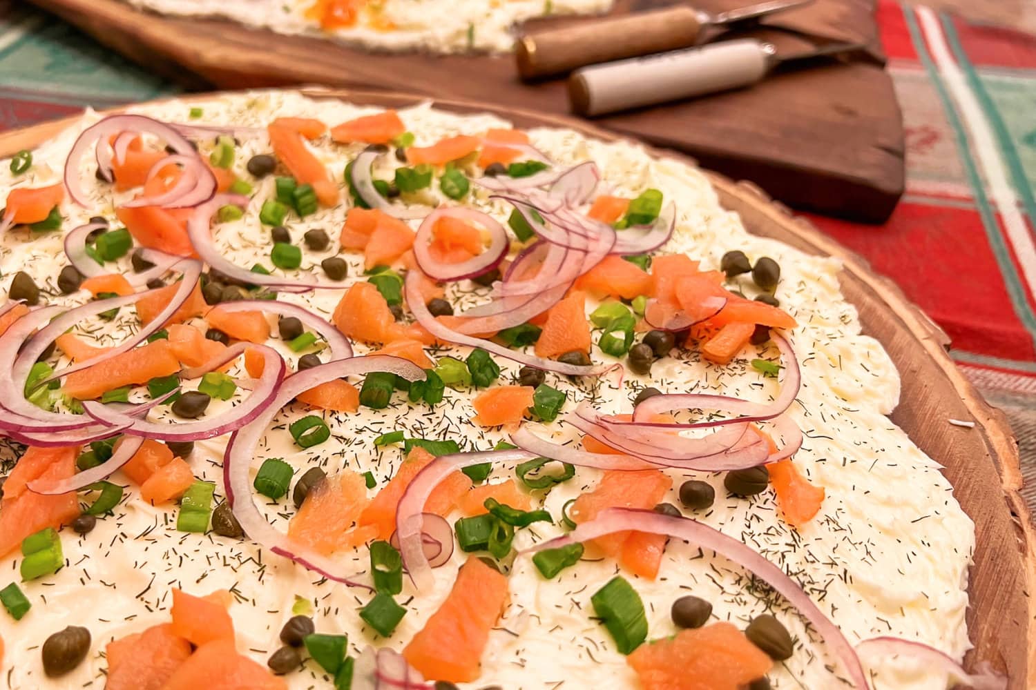 Ready for serving! A Smoked Salmon Brie Cheese Butter Board. 