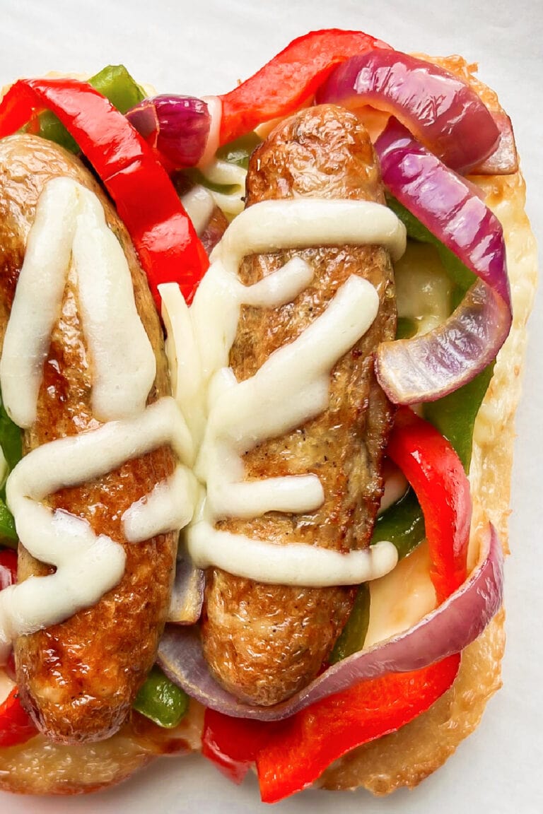 Air Fryer Loaded Chicken Sausage Melt {Al Fresco Style}